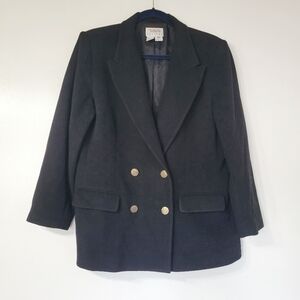 Talbots Petites Black Wool Cashmere Blend Coat Size 16P